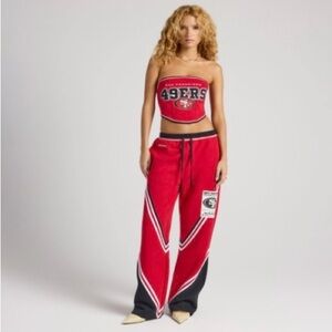 Women's Red and Black Track Pants